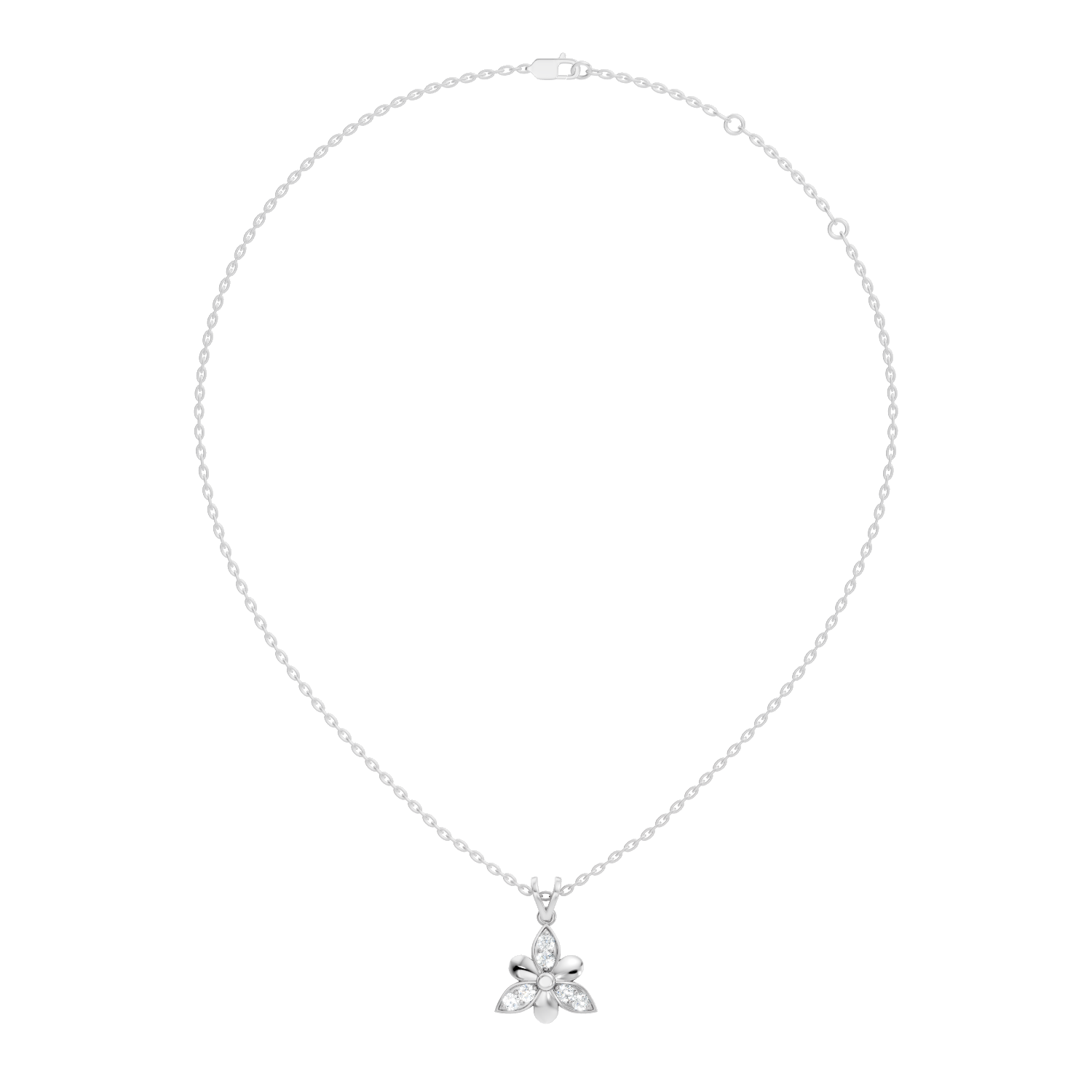 3-Petal Floral Diamond Cluster Pendant
