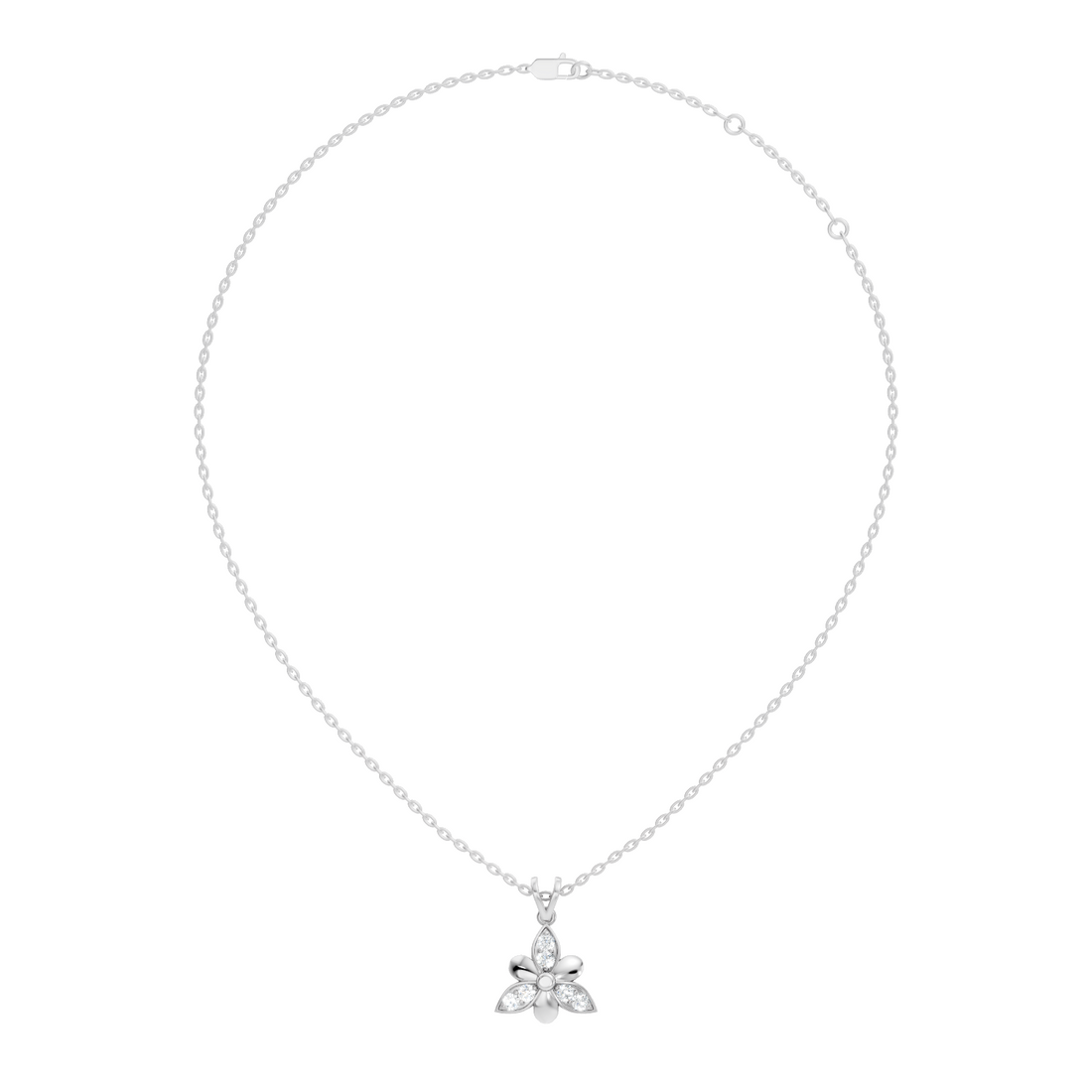 3-Petal Floral Diamond Cluster Pendant