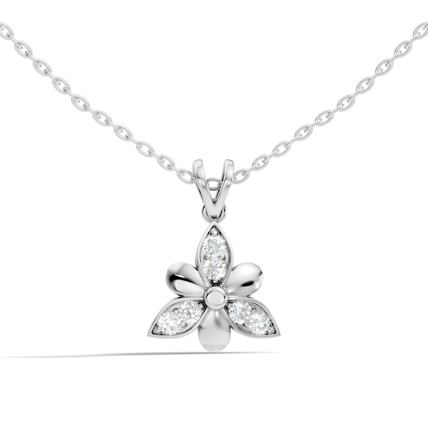 3-Petal Floral Diamond Cluster Pendant