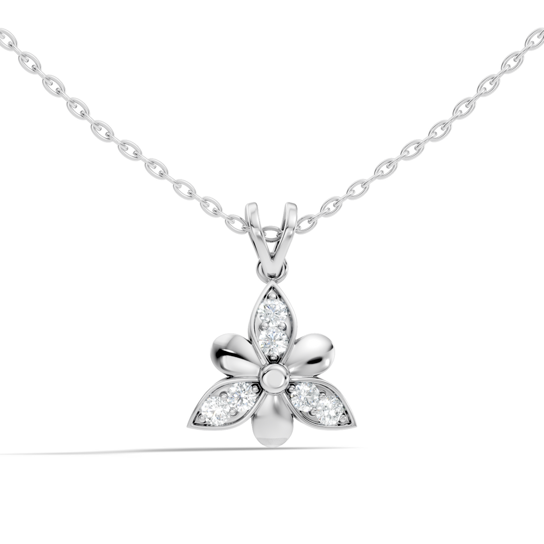 3-Petal Floral Diamond Cluster Pendant