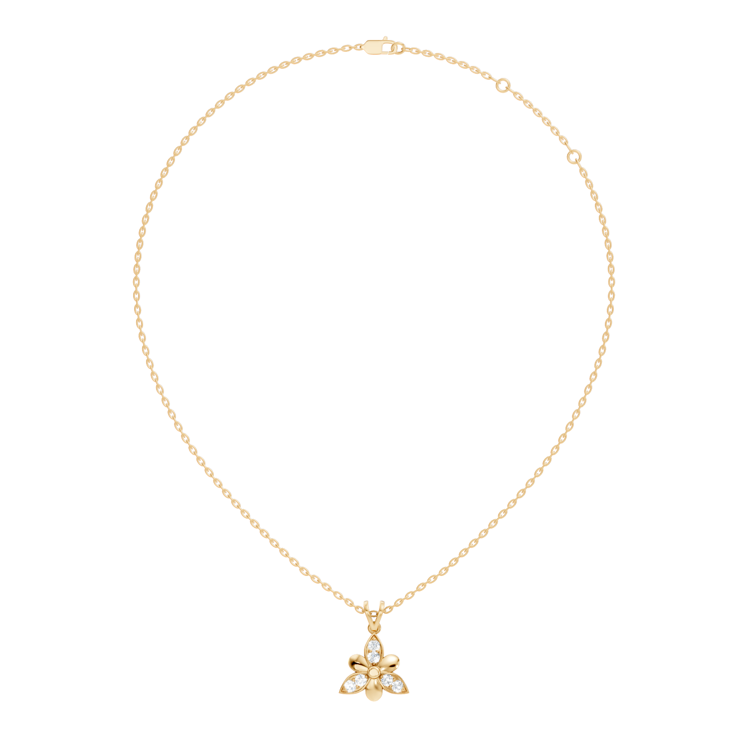 3-Petal Floral Diamond Cluster Pendant