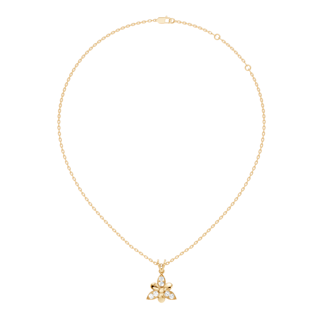 3-Petal Floral Diamond Cluster Pendant