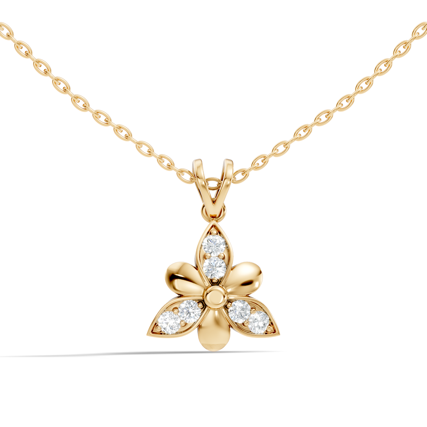 3-Petal Floral Diamond Cluster Pendant