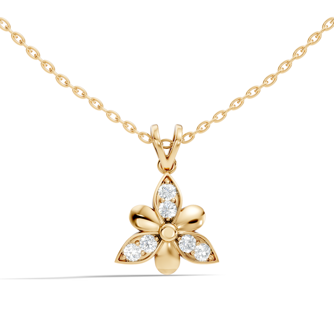 3-Petal Floral Diamond Cluster Pendant