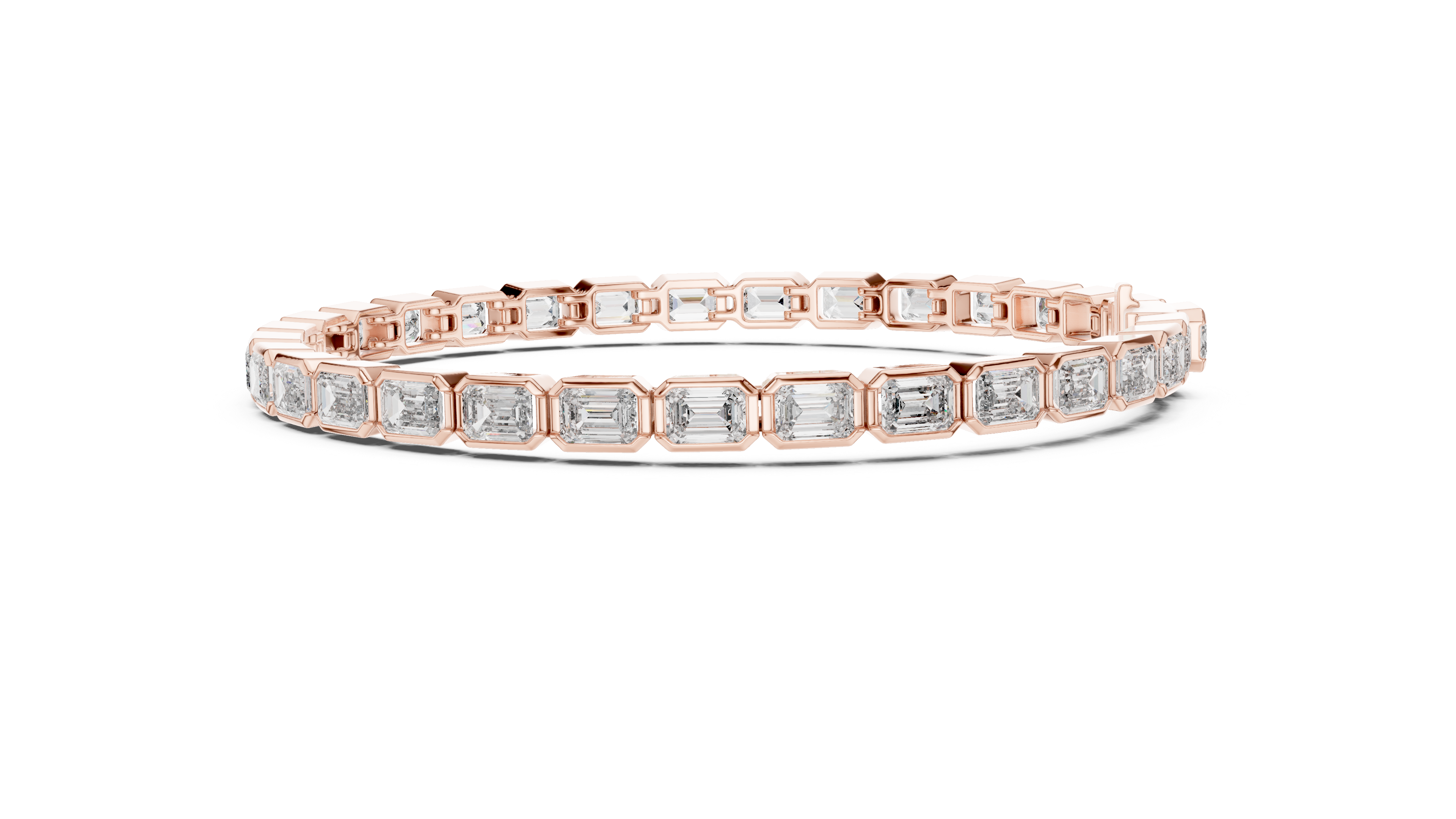 30 Pointer Emerald Cut Diamond Bezel Set Tennis Bracelet