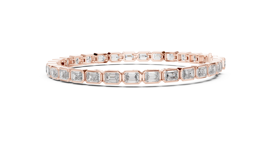 30 Pointer Emerald Cut Diamond Bezel Set Tennis Bracelet