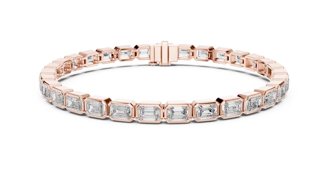 30 Pointer Emerald Cut Diamond Bezel Set Tennis Bracelet