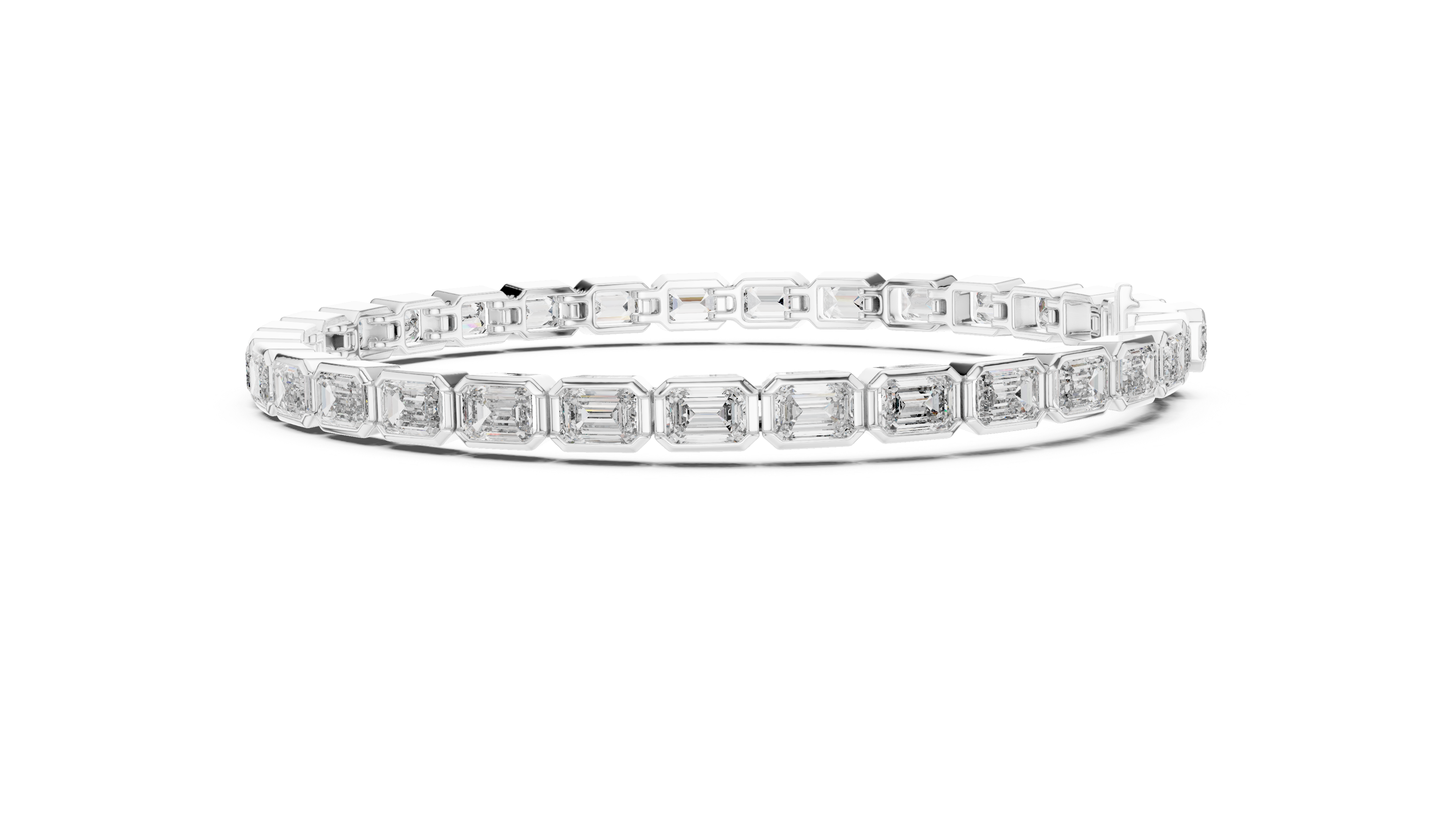 30 Pointer Emerald Cut Diamond Bezel Set Tennis Bracelet