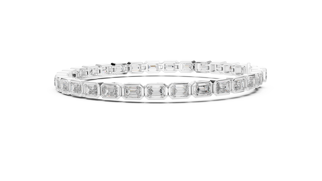 30 Pointer Emerald Cut Diamond Bezel Set Tennis Bracelet