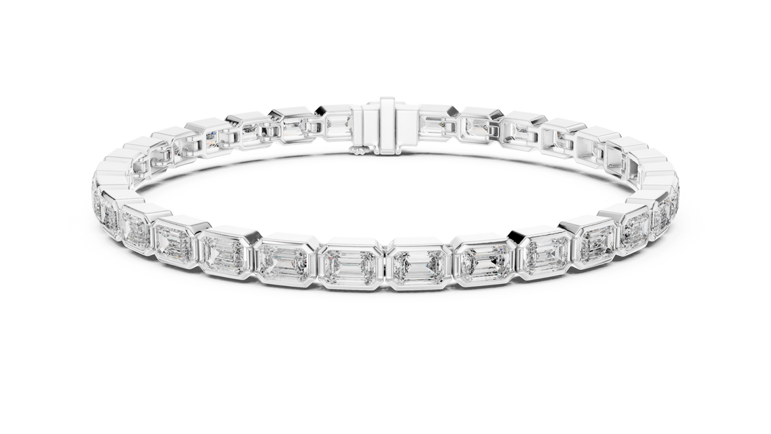 30 Pointer Emerald Cut Diamond Bezel Set Tennis Bracelet