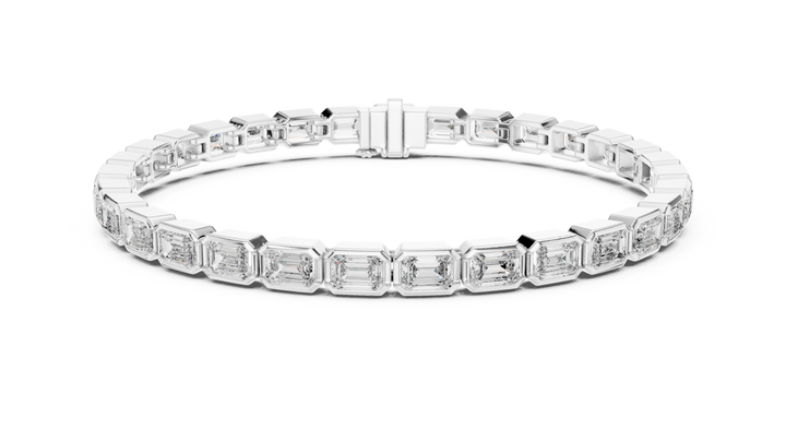 30 Pointer Emerald Cut Diamond Bezel Set Tennis Bracelet
