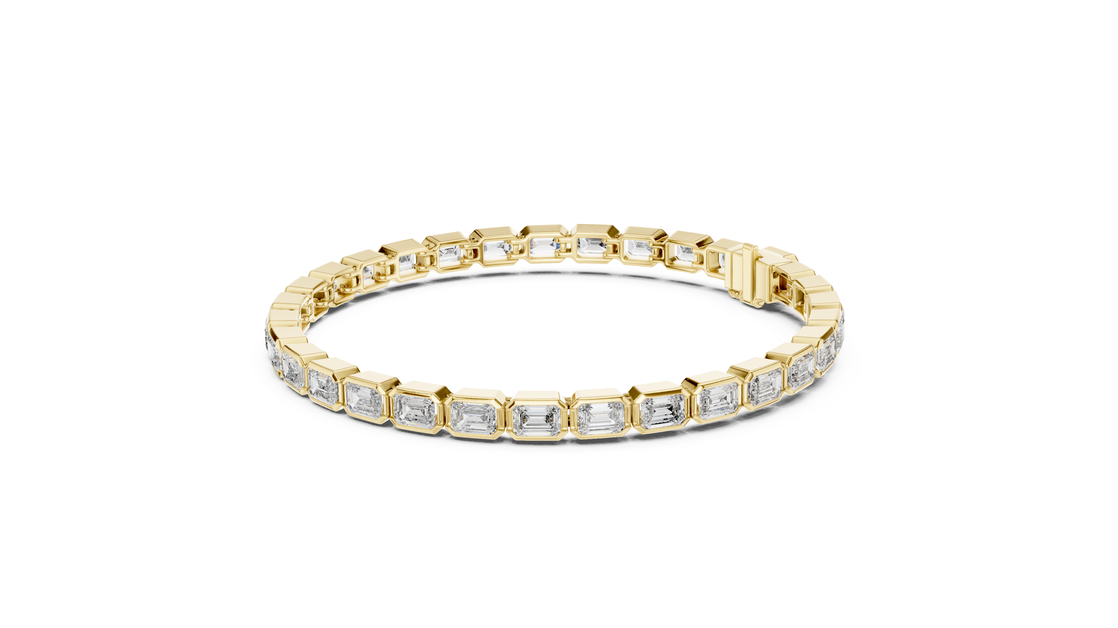 30 Pointer Emerald Cut Diamond Bezel Set Tennis Bracelet