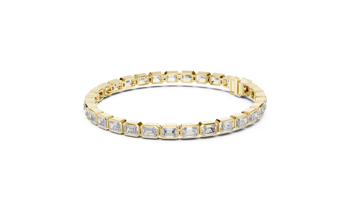 30 Pointer Emerald Cut Diamond Bezel Set Tennis Bracelet
