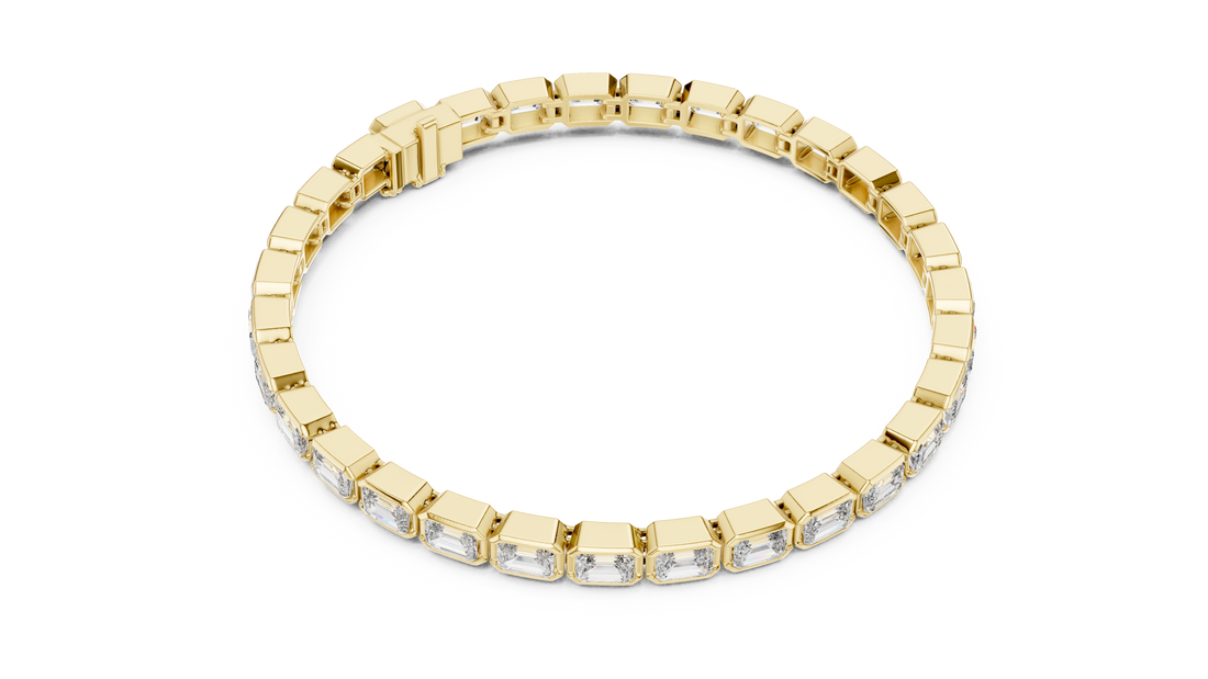 30 Pointer Emerald Cut Diamond Bezel Set Tennis Bracelet