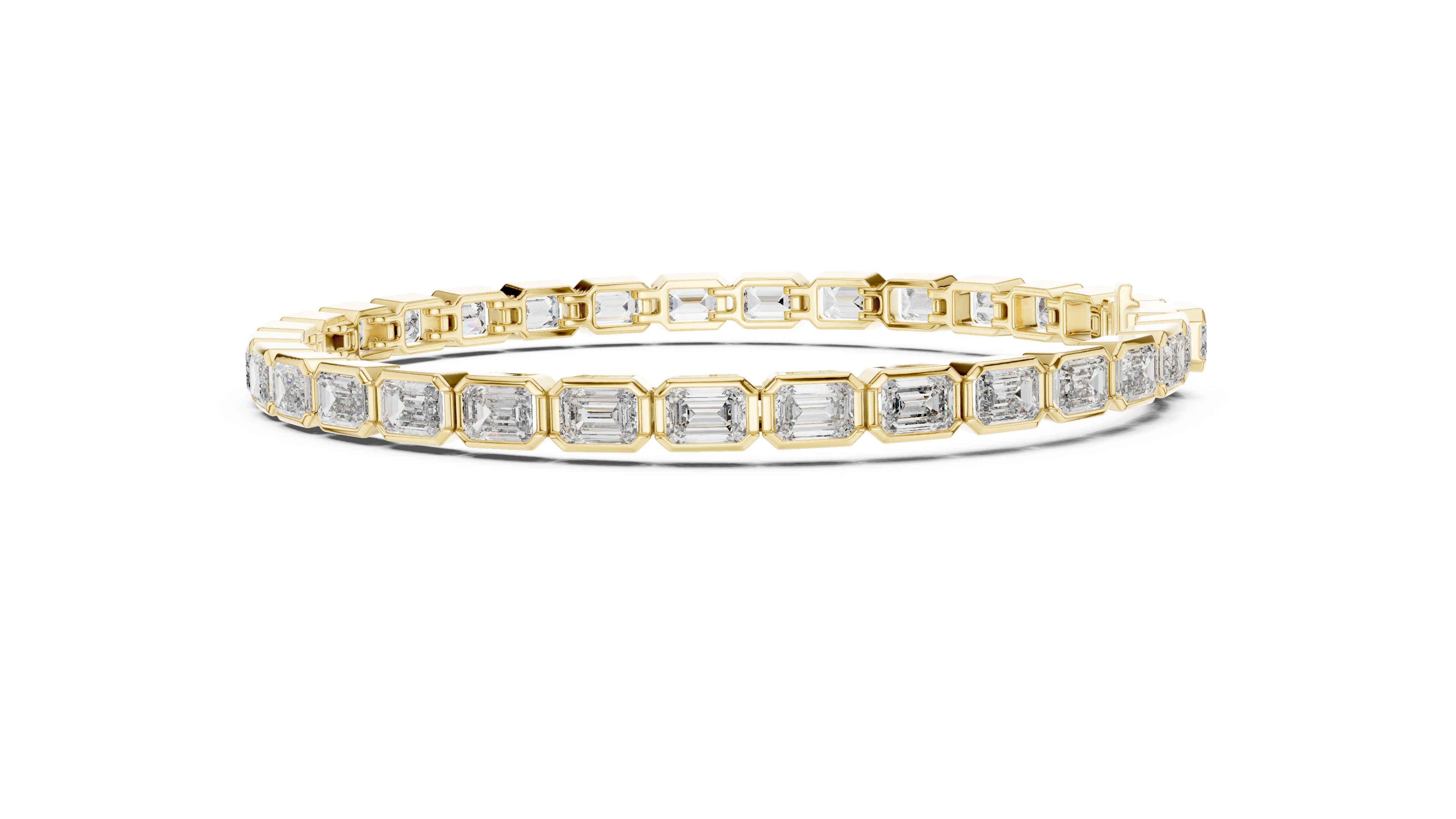 30 Pointer Emerald Cut Diamond Bezel Set Tennis Bracelet