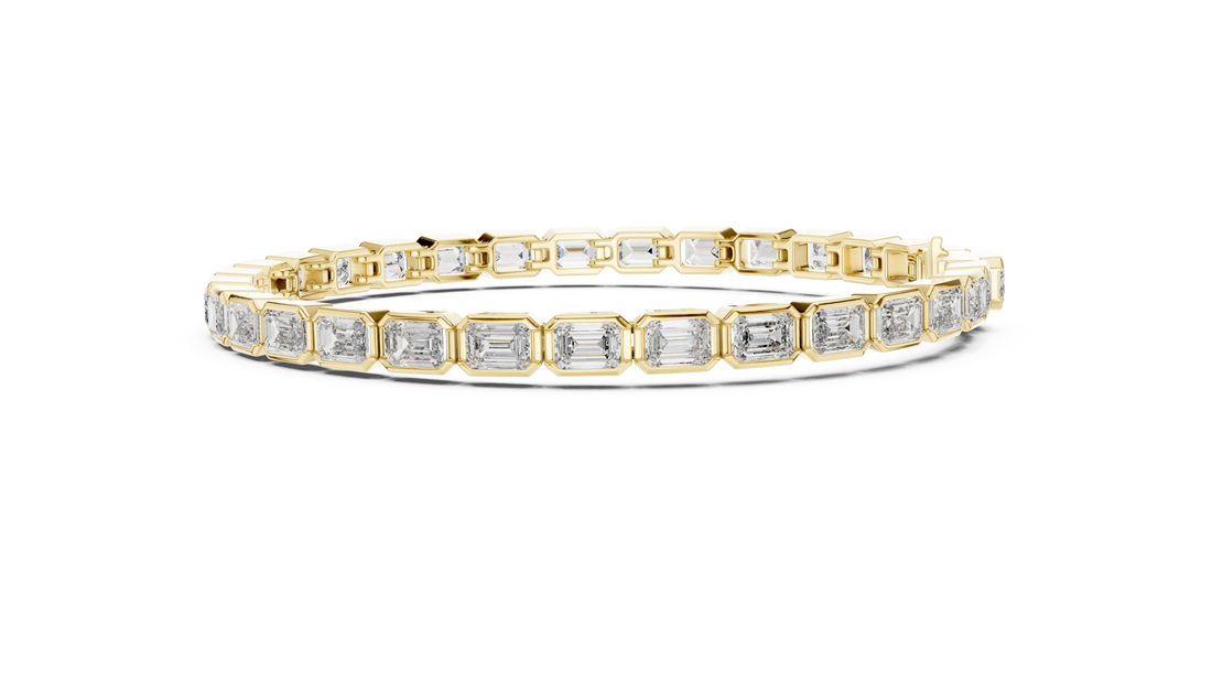 30 Pointer Emerald Cut Diamond Bezel Set Tennis Bracelet