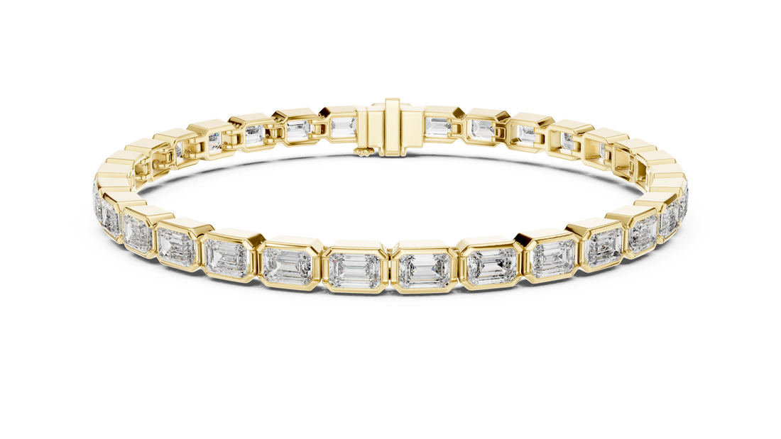 30 Pointer Emerald Cut Diamond Bezel Set Tennis Bracelet