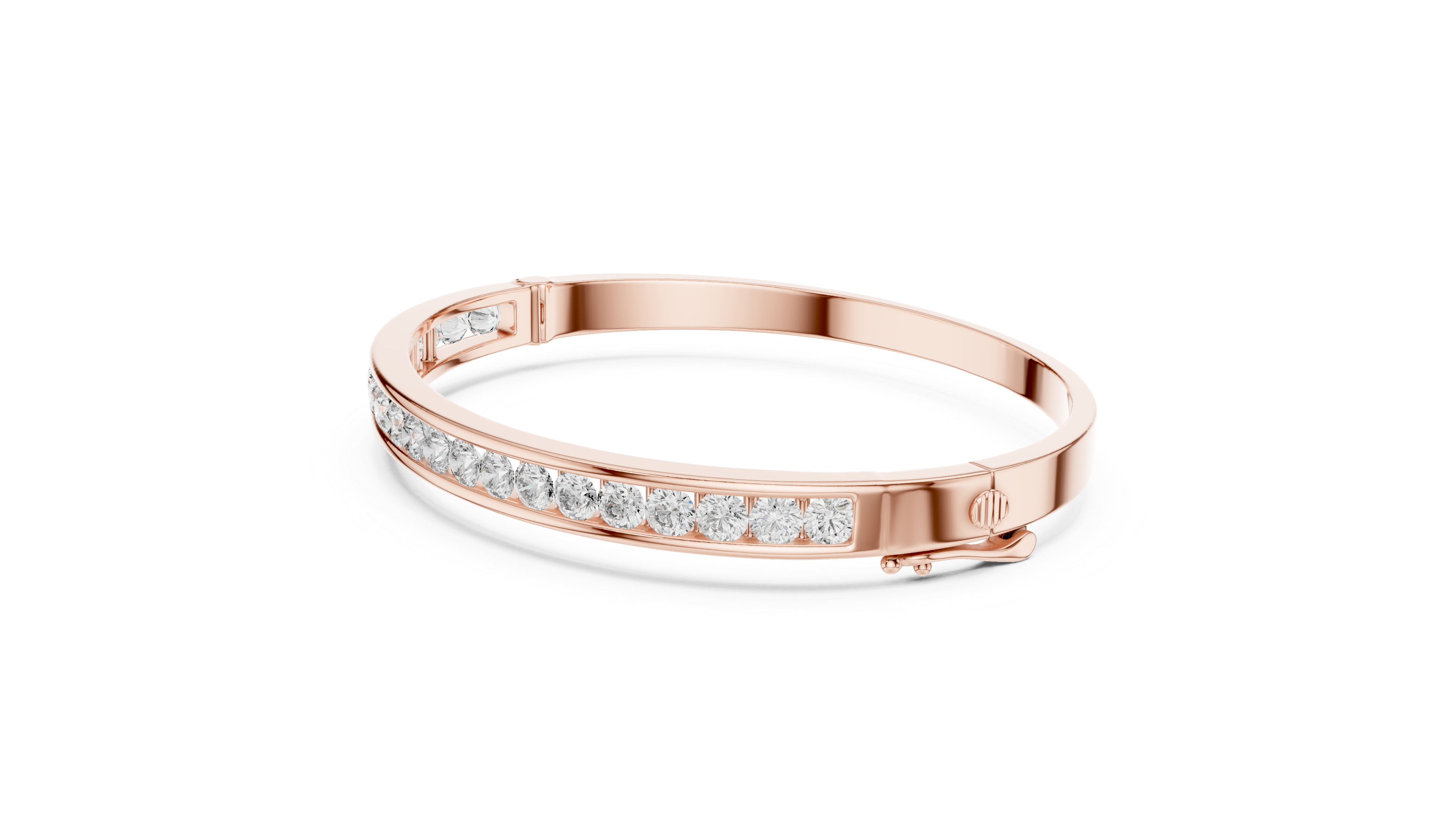 16.5 Pointer Round Diamond Channel Set Bangle