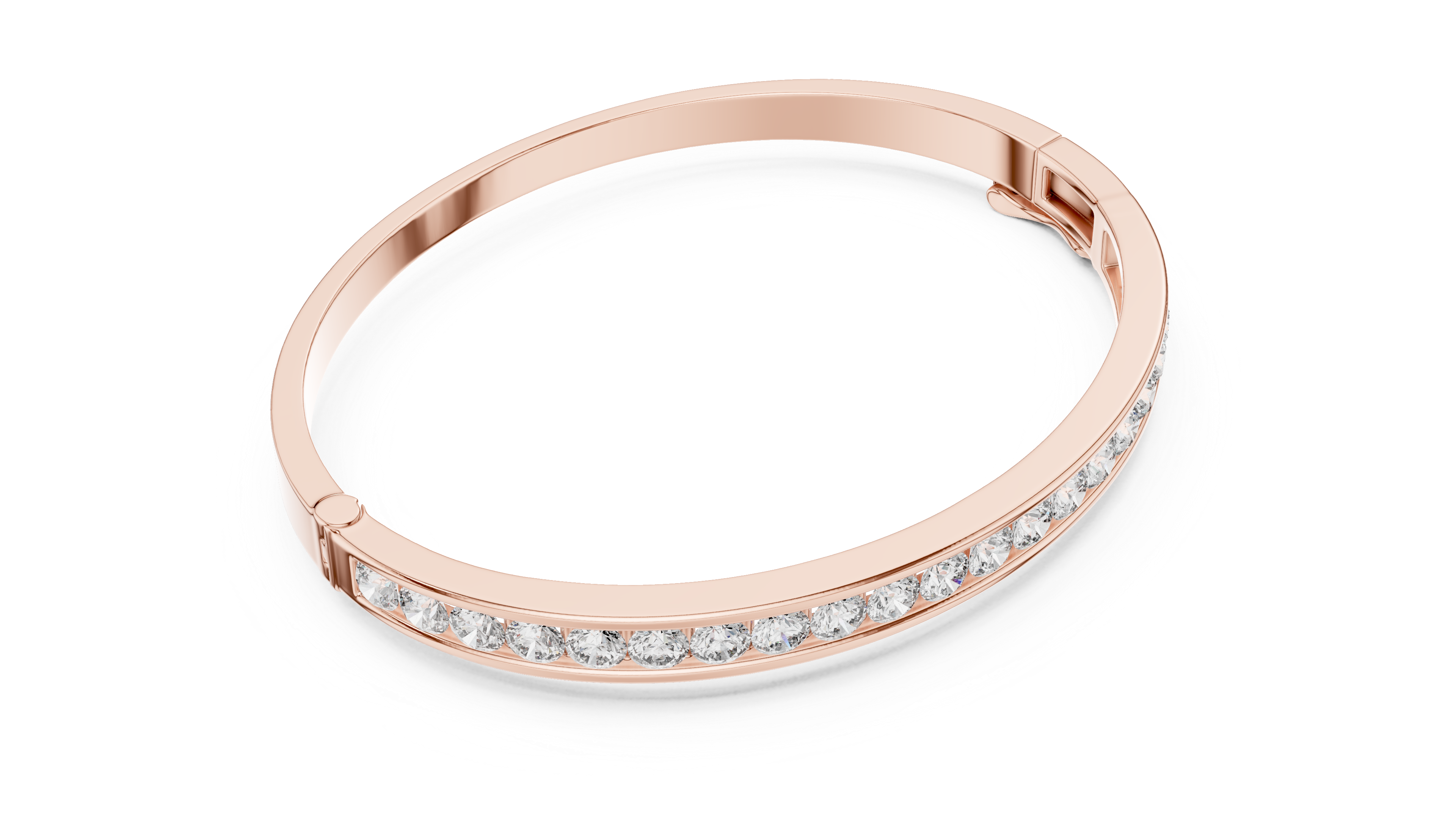 16.5 Pointer Round Diamond Channel Set Bangle