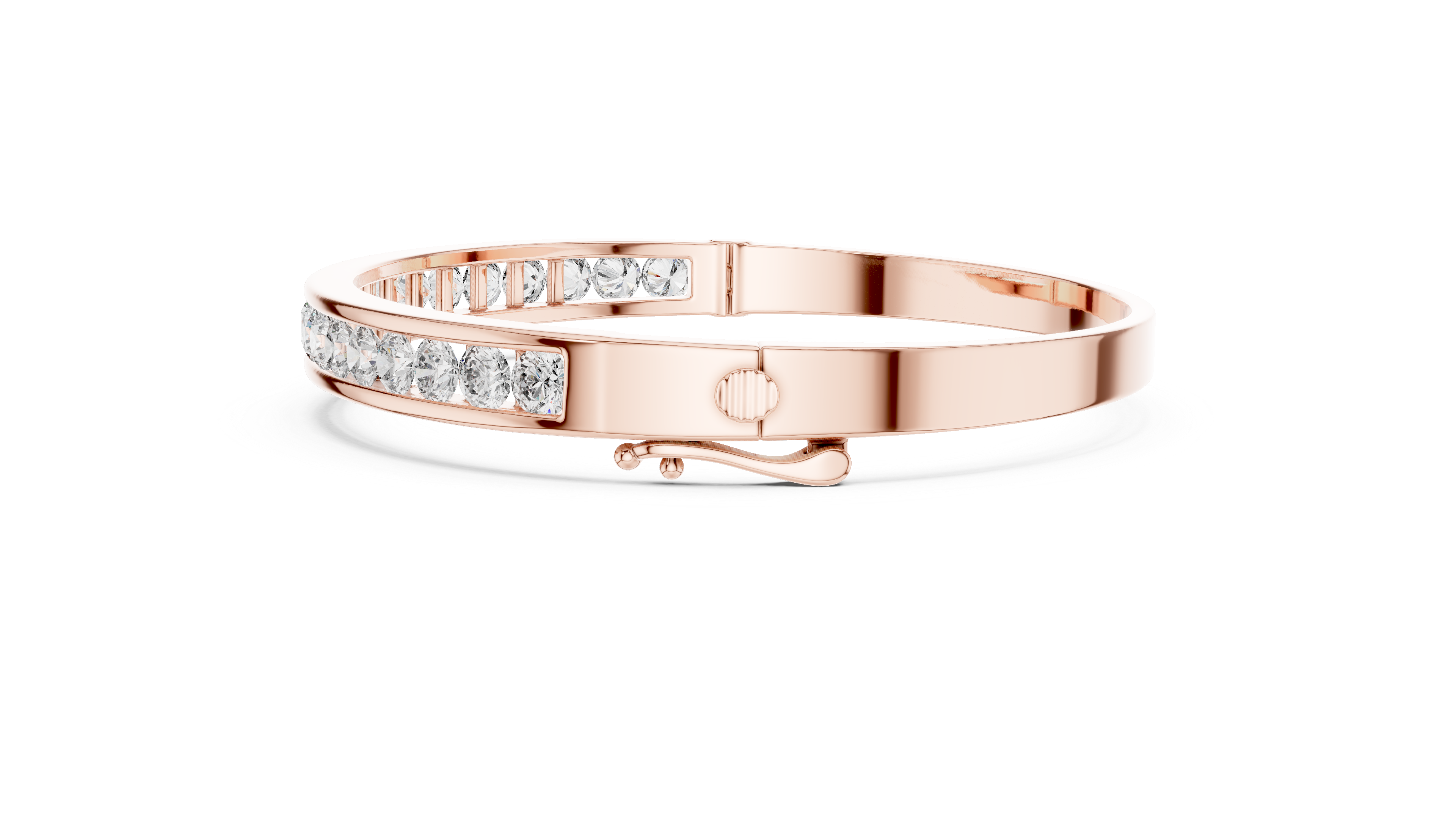 16.5 Pointer Round Diamond Channel Set Bangle