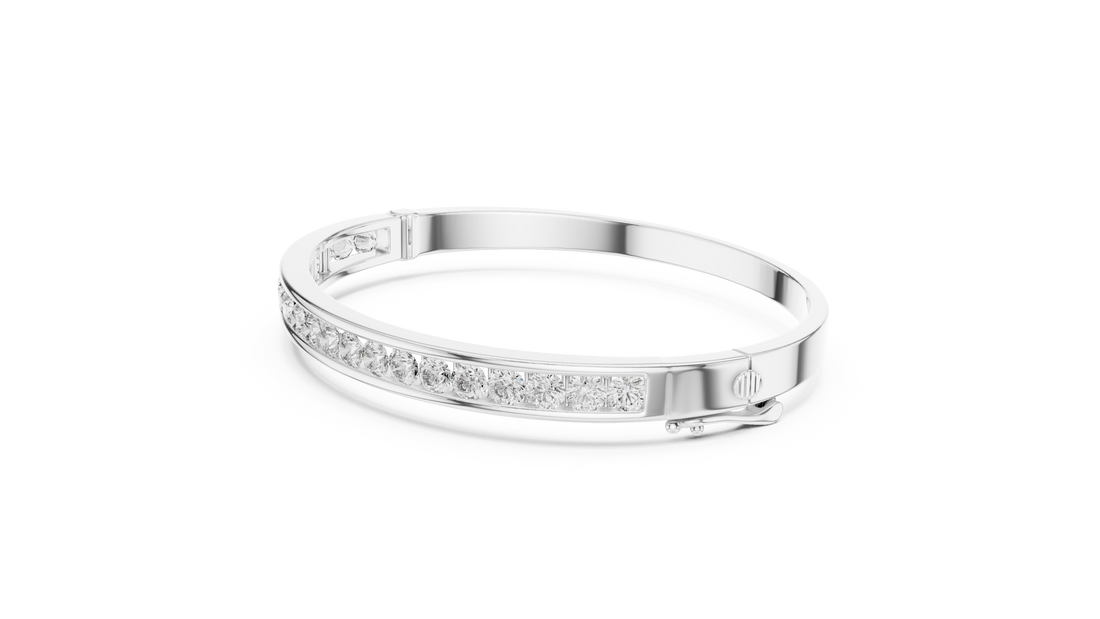 16.5 Pointer Round Diamond Channel Set Bangle