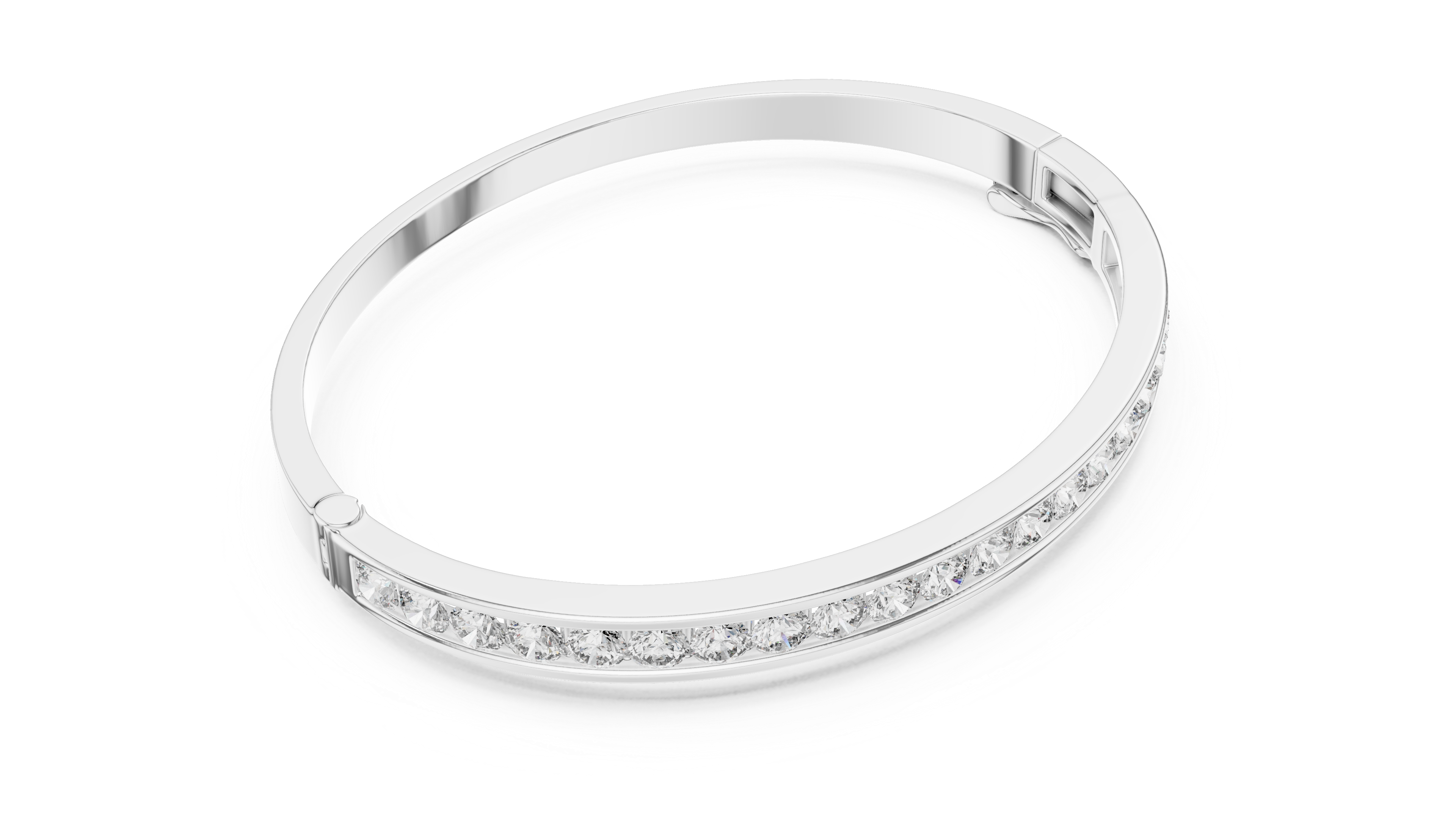 16.5 Pointer Round Diamond Channel Set Bangle