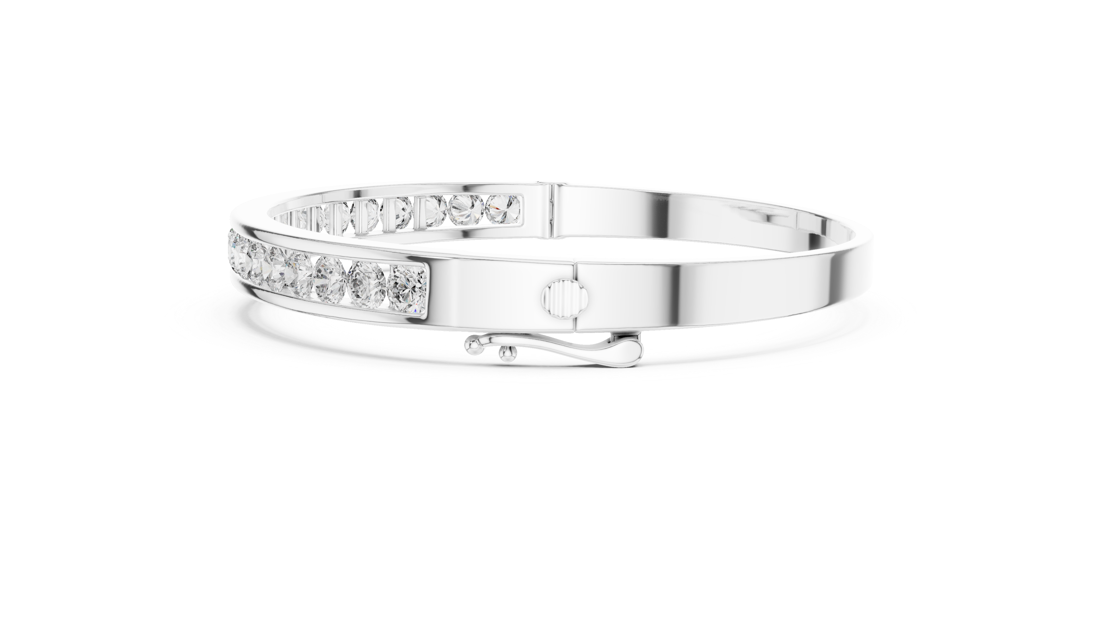 16.5 Pointer Round Diamond Channel Set Bangle