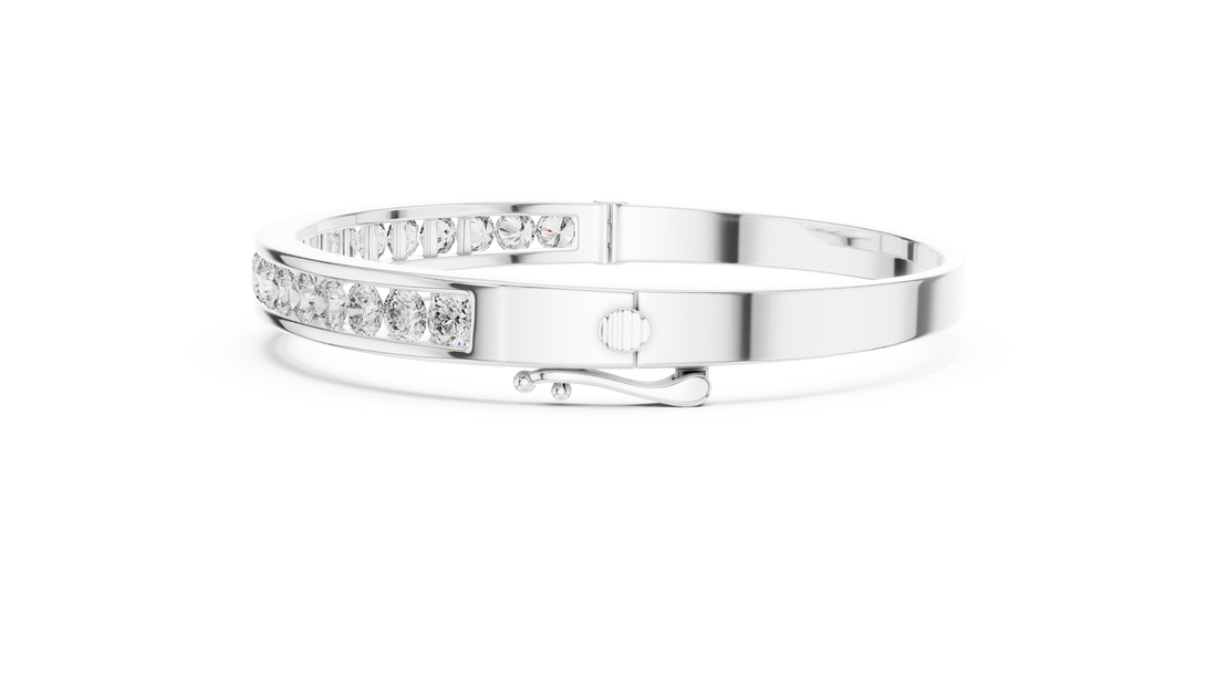 16.5 Pointer Round Diamond Channel Set Bangle