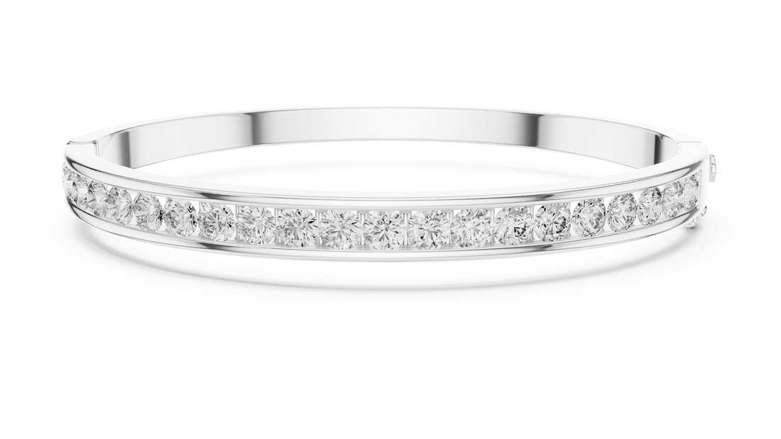 16.5 Pointer Round Diamond Channel Set Bangle