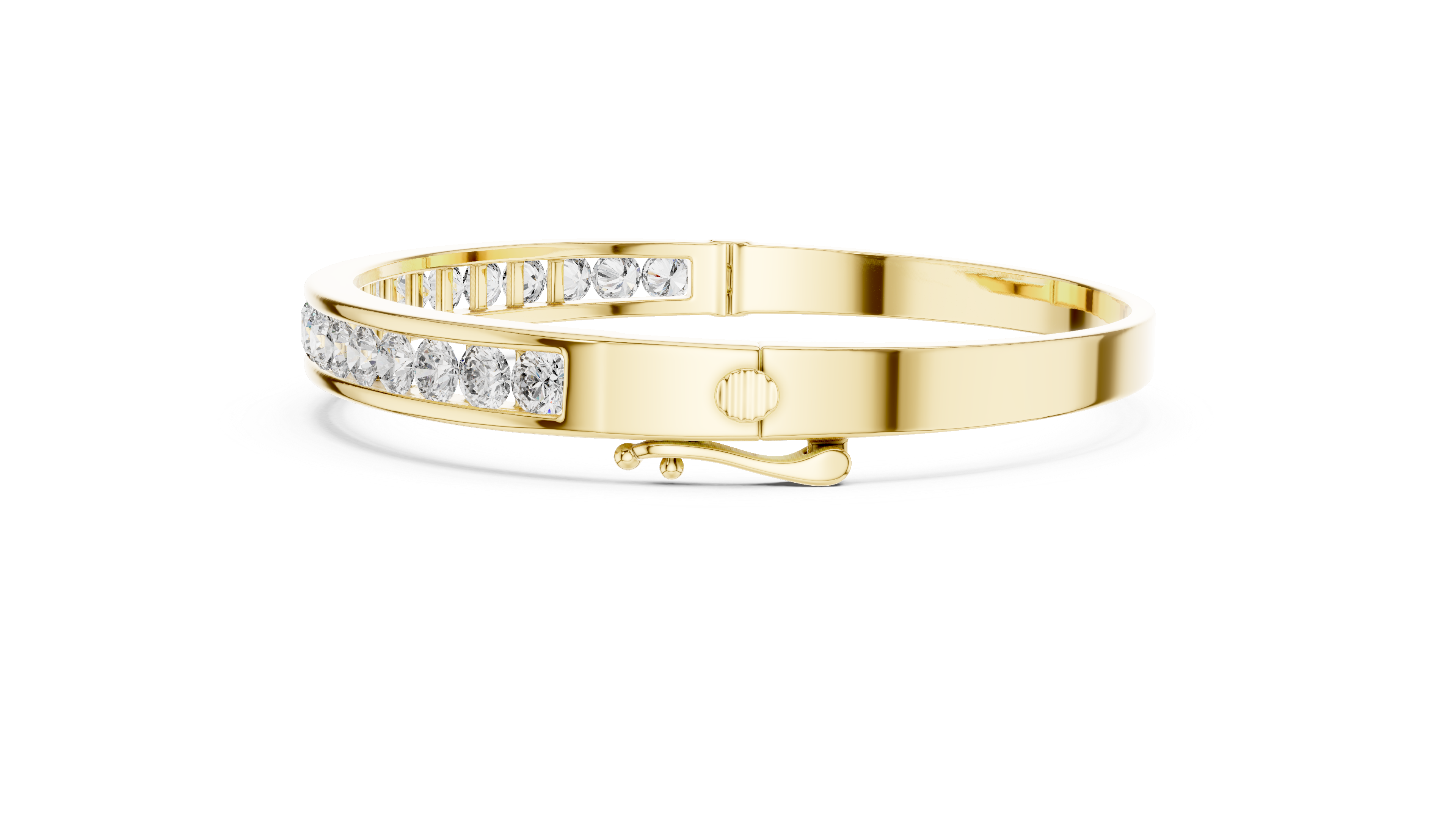 16.5 Pointer Round Diamond Channel Set Bangle