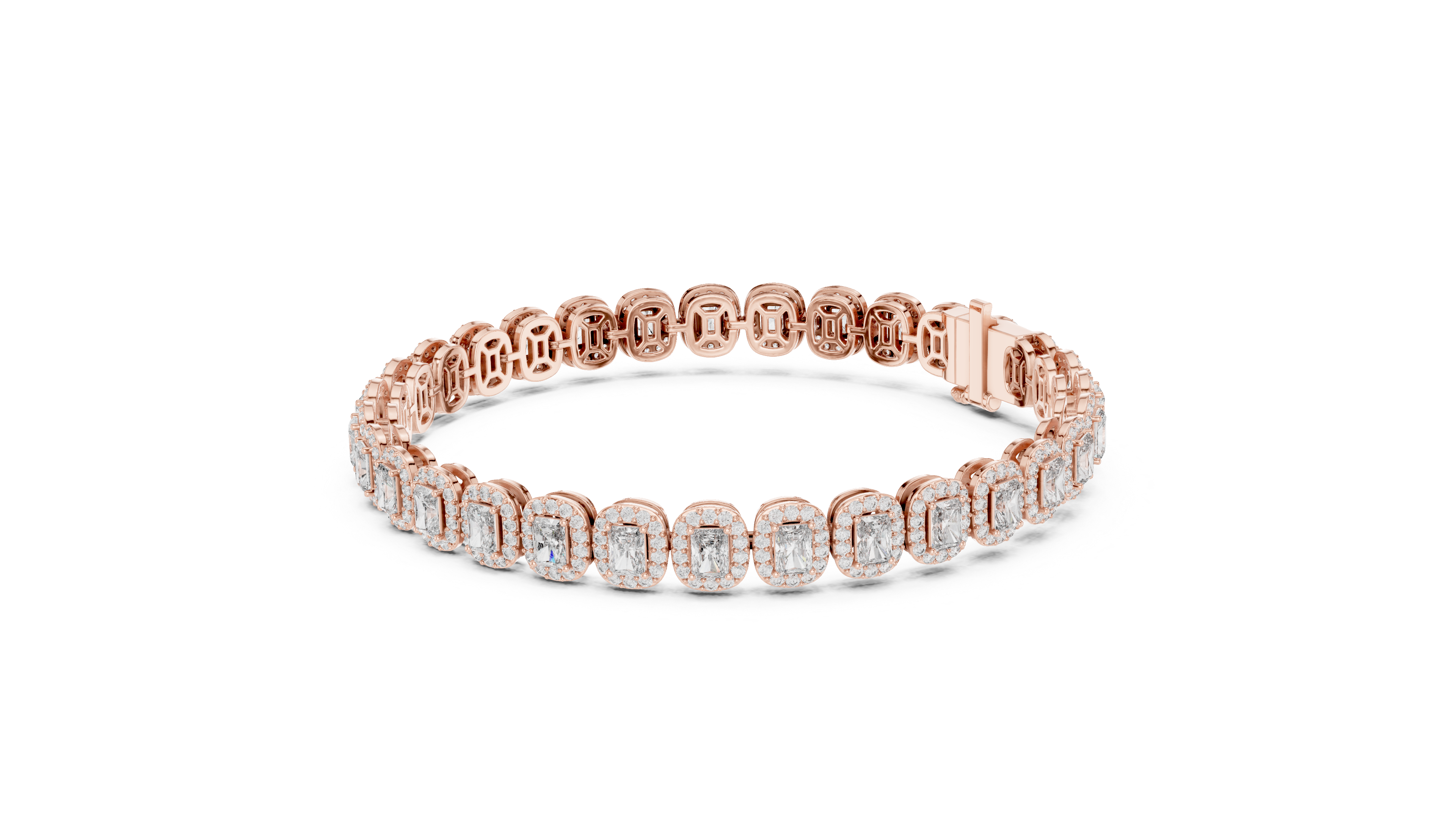 15 Pointer Radiant Cut Diamond Halo Tennis Bracelet