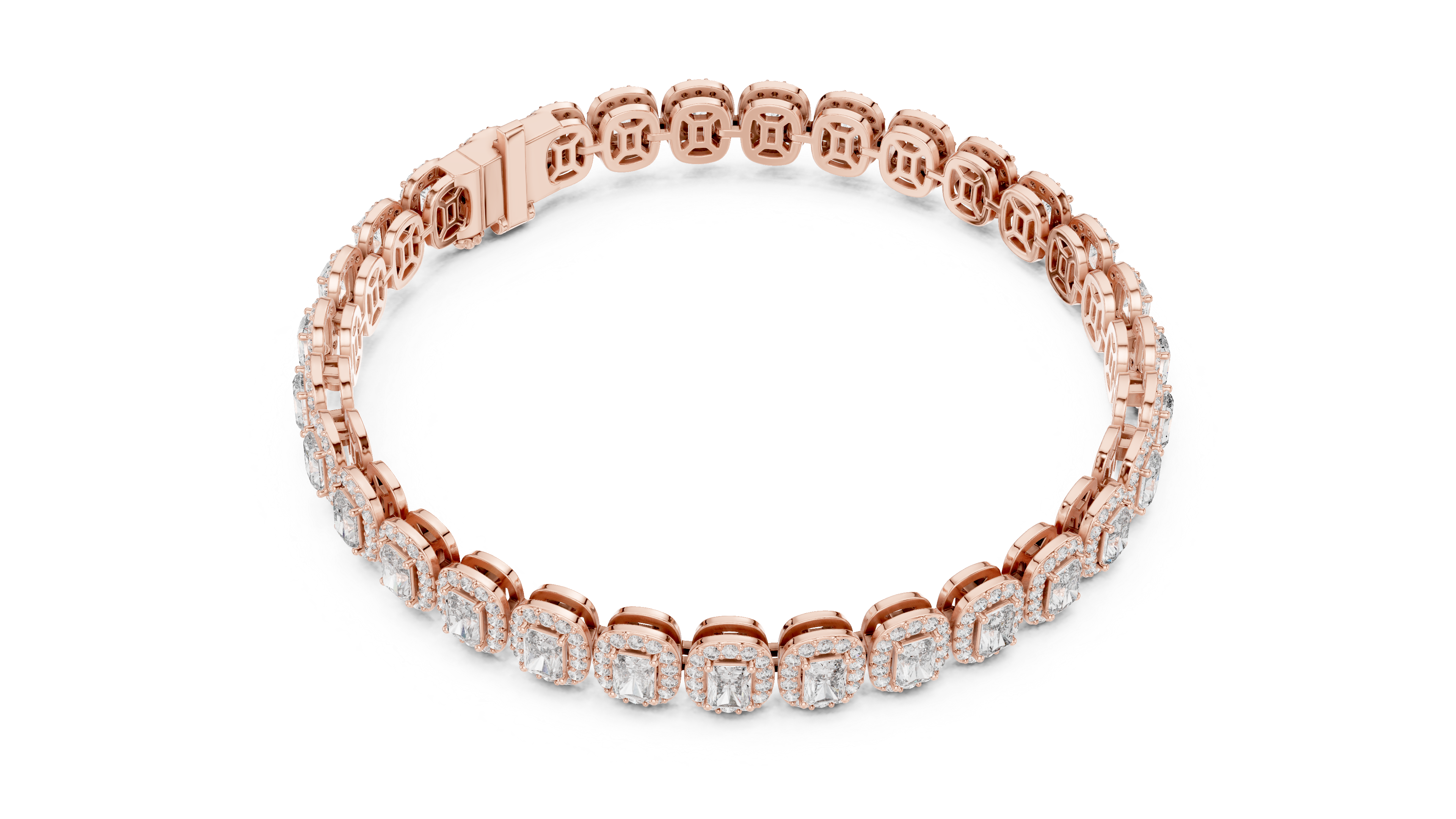 15 Pointer Radiant Cut Diamond Halo Tennis Bracelet
