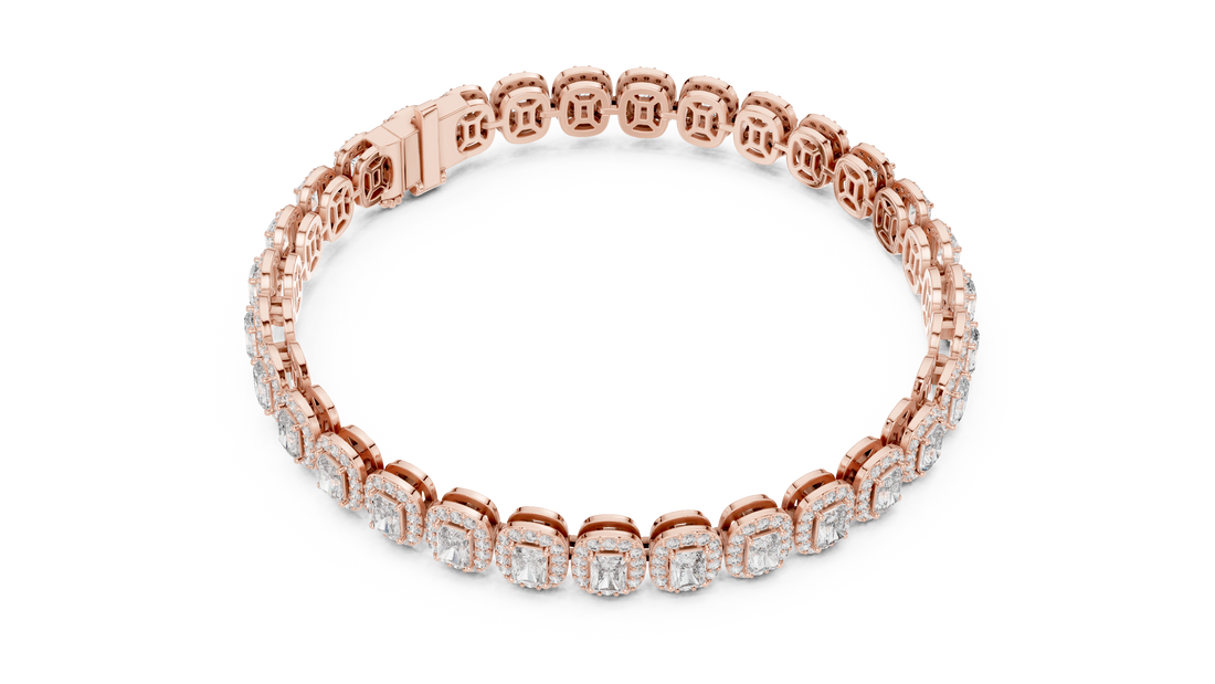 15 Pointer Radiant Cut Diamond Halo Tennis Bracelet