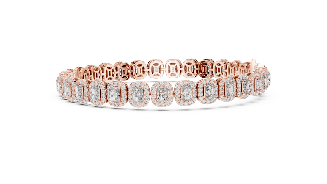 15 Pointer Radiant Cut Diamond Halo Tennis Bracelet