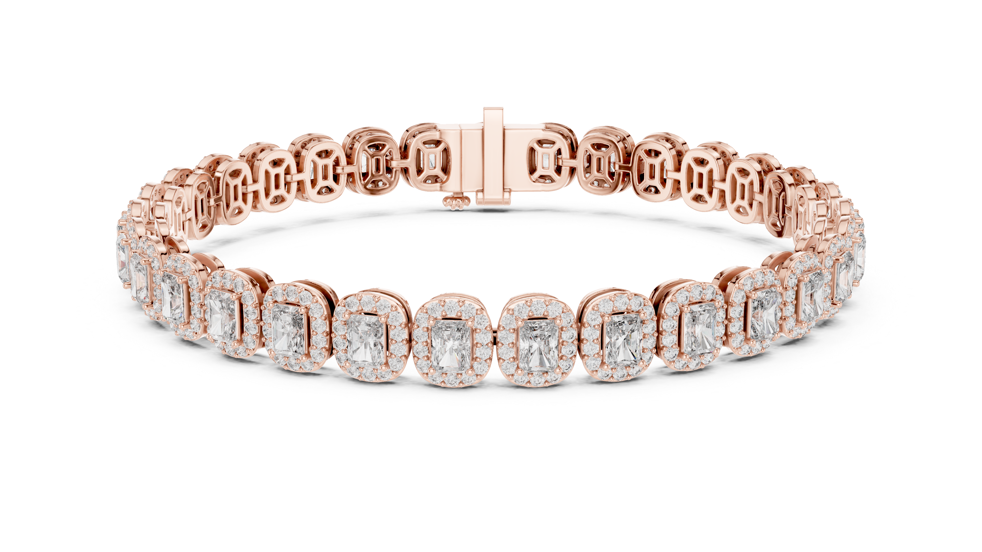 15 Pointer Radiant Cut Diamond Halo Tennis Bracelet