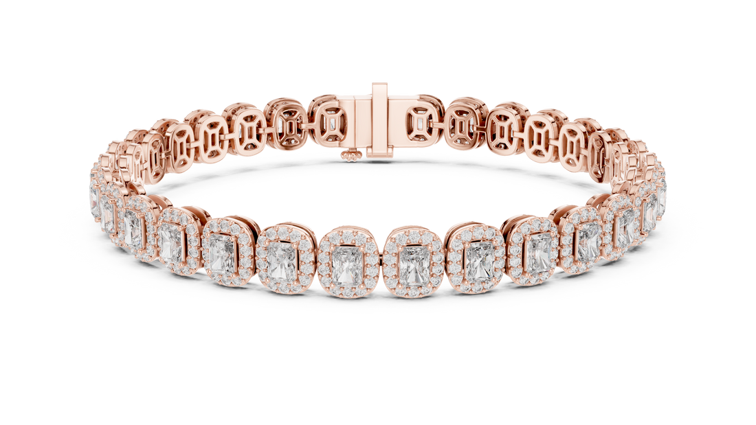 15 Pointer Radiant Cut Diamond Halo Tennis Bracelet