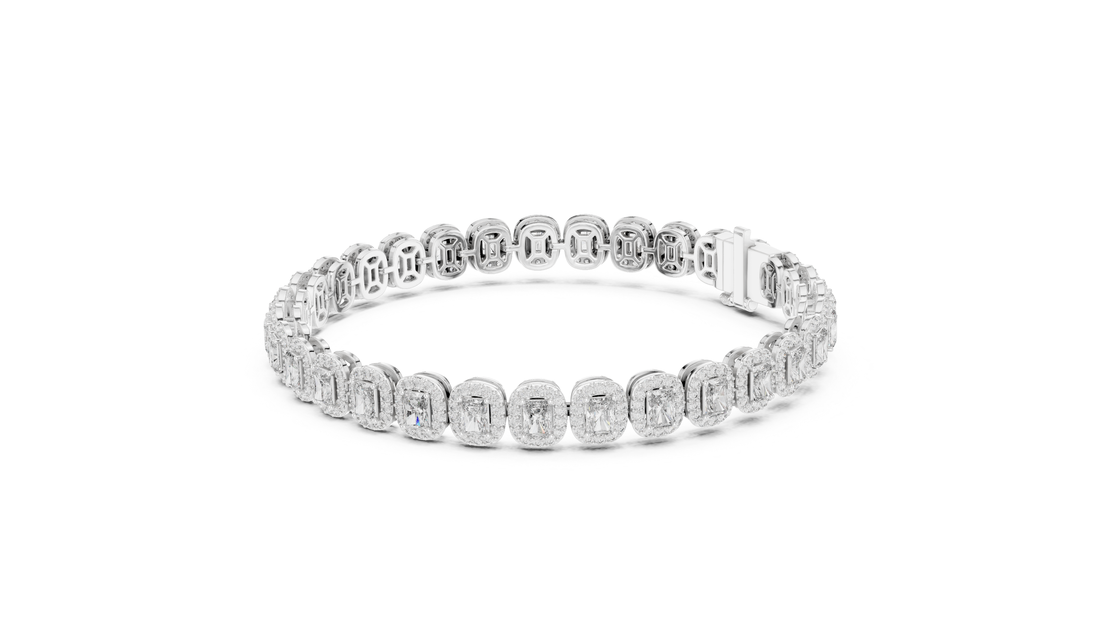 15 Pointer Radiant Cut Diamond Halo Tennis Bracelet