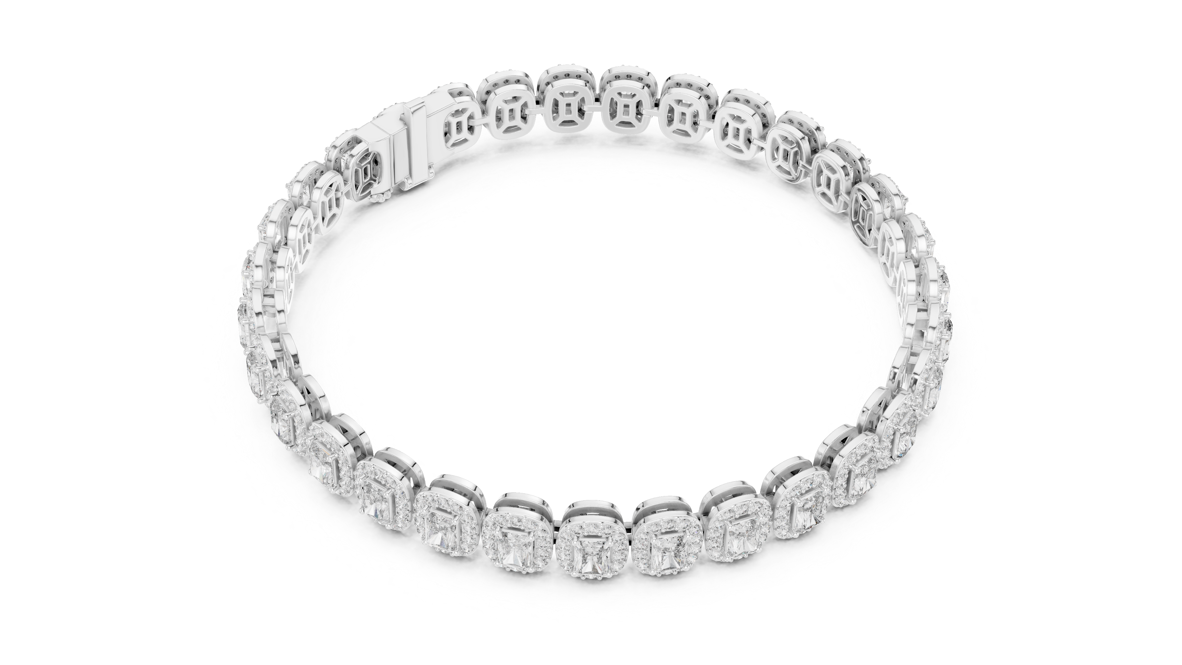 15 Pointer Radiant Cut Diamond Halo Tennis Bracelet