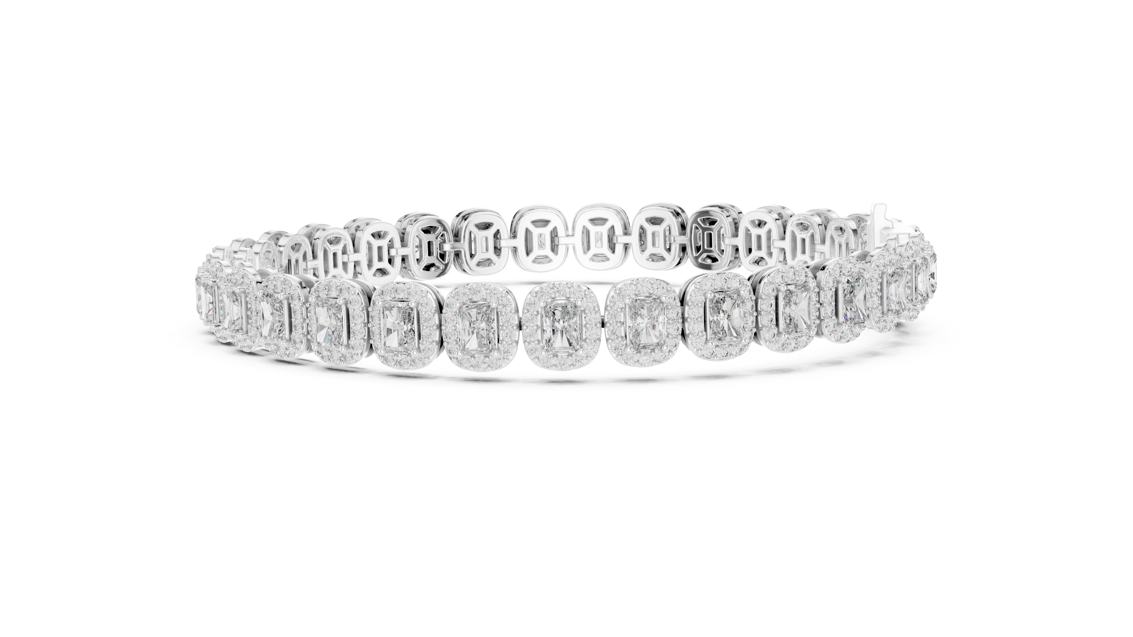 15 Pointer Radiant Cut Diamond Halo Tennis Bracelet