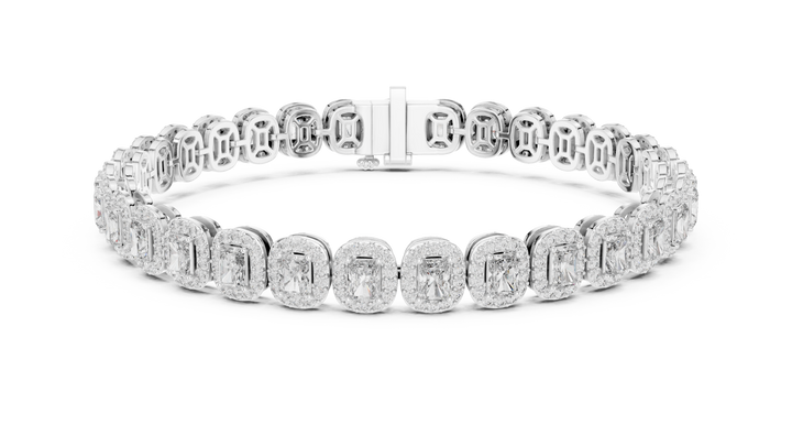 15 Pointer Radiant Cut Diamond Halo Tennis Bracelet