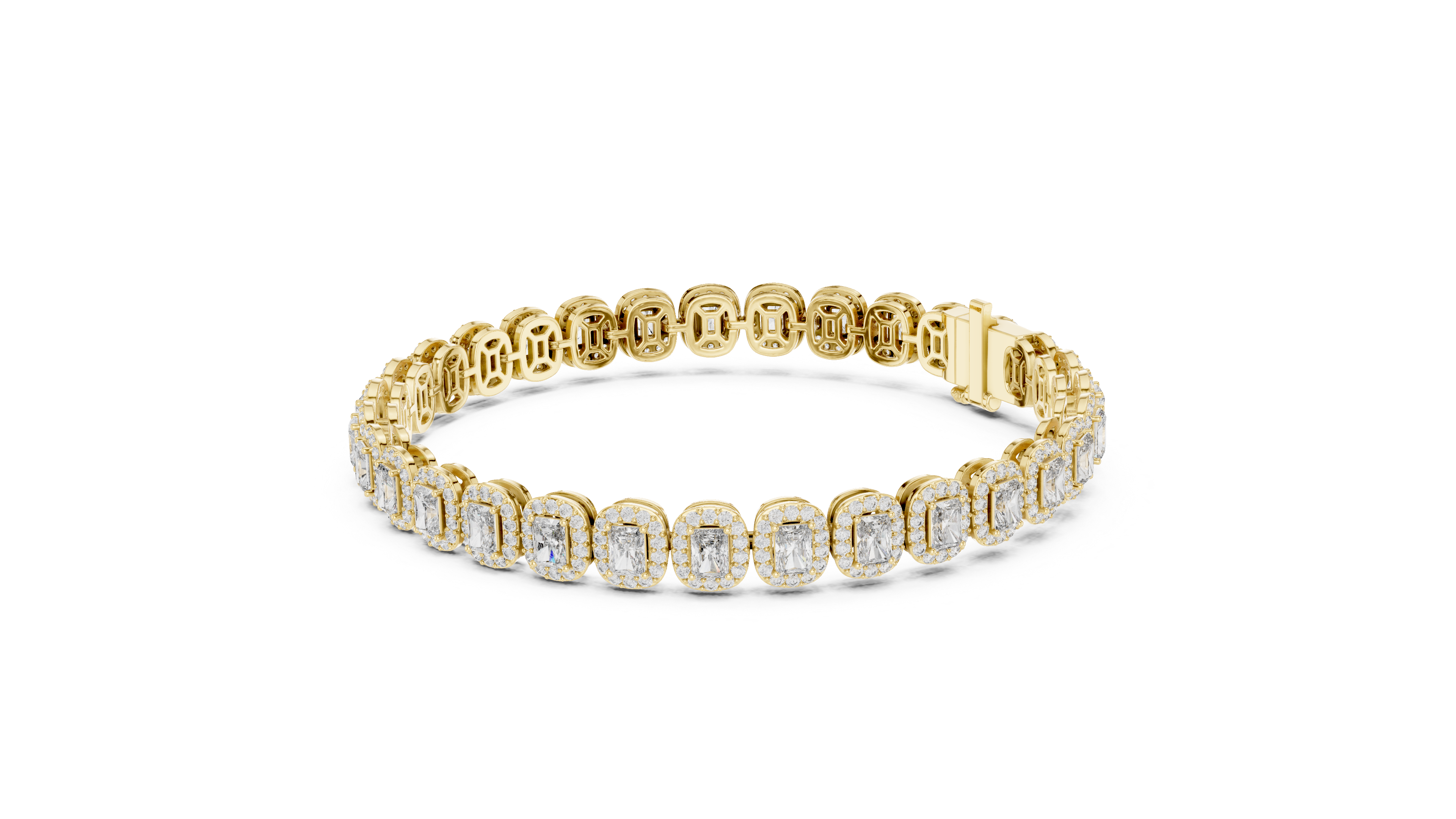15 Pointer Radiant Cut Diamond Halo Tennis Bracelet
