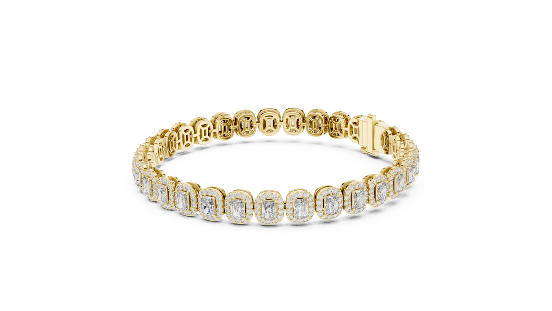 15 Pointer Radiant Cut Diamond Halo Tennis Bracelet