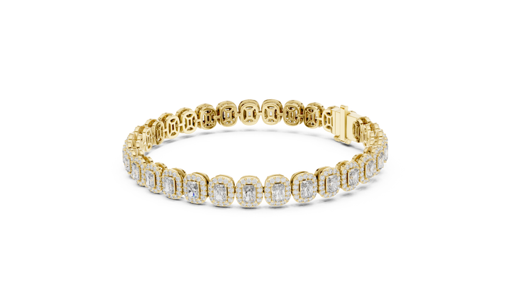 15 Pointer Radiant Cut Diamond Halo Tennis Bracelet