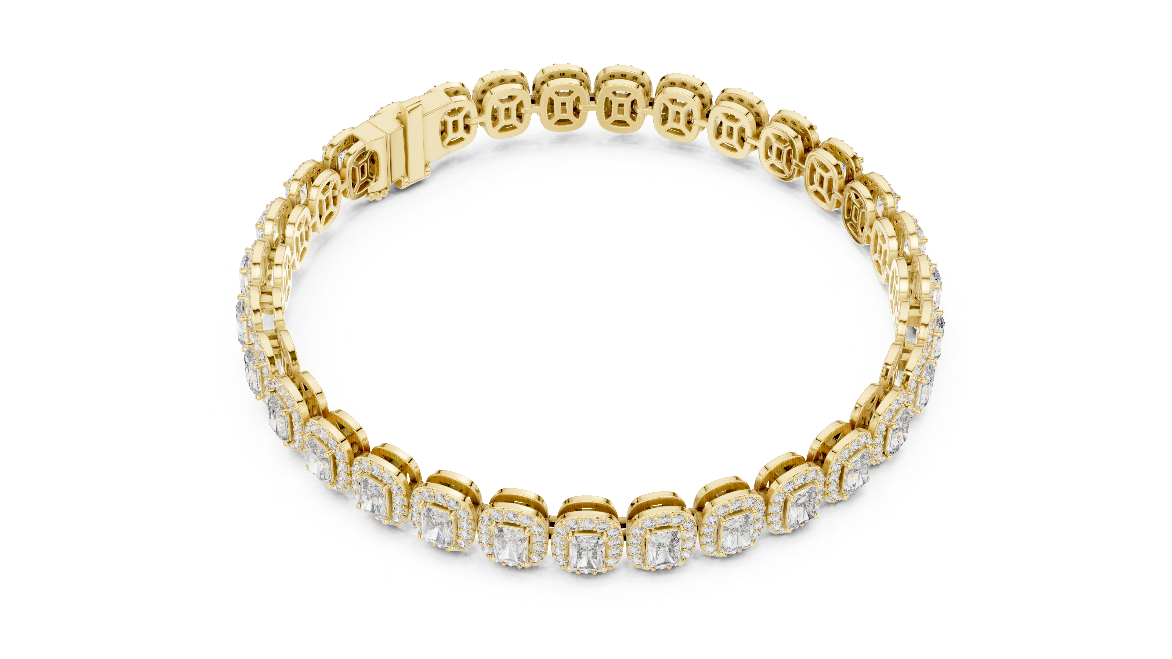 15 Pointer Radiant Cut Diamond Halo Tennis Bracelet