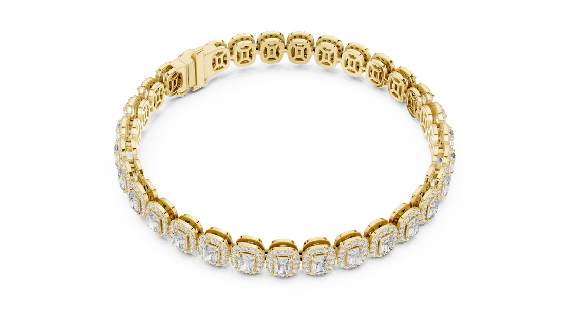 15 Pointer Radiant Cut Diamond Halo Tennis Bracelet