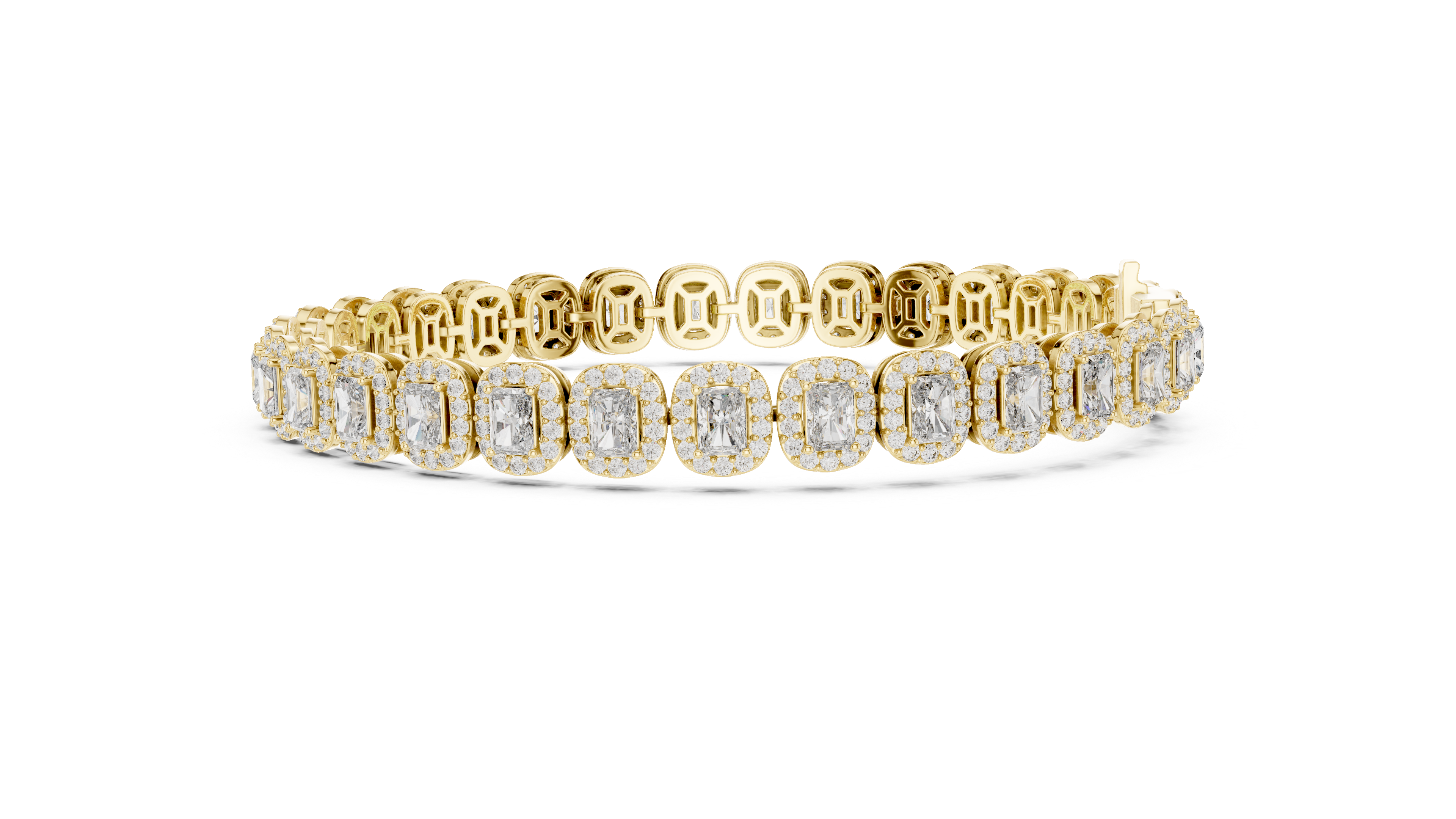 15 Pointer Radiant Cut Diamond Halo Tennis Bracelet