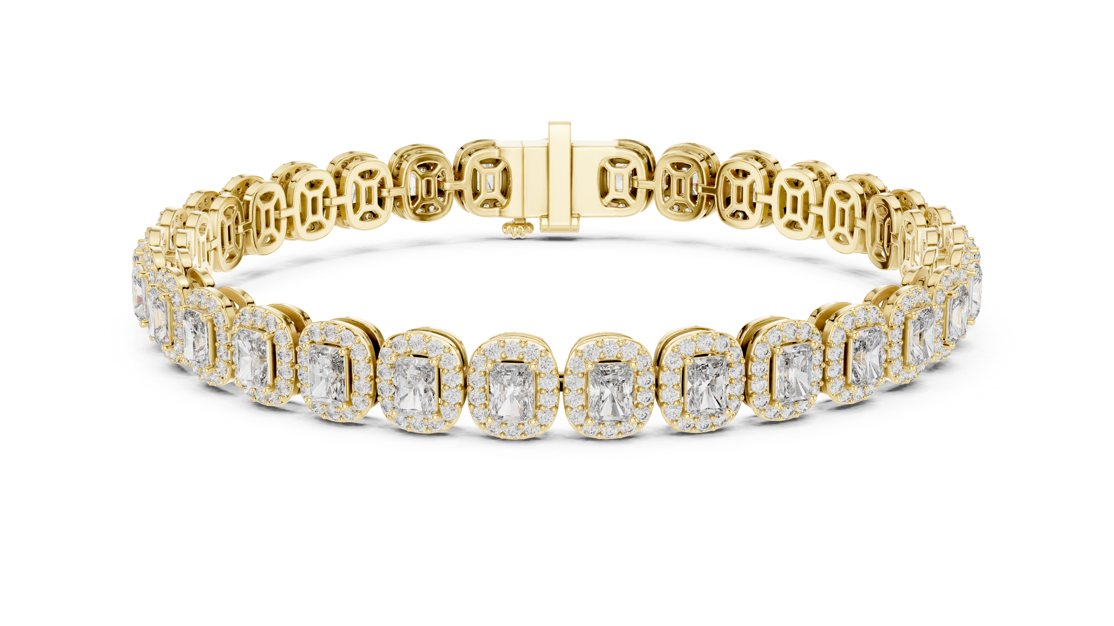 15 Pointer Radiant Cut Diamond Halo Tennis Bracelet