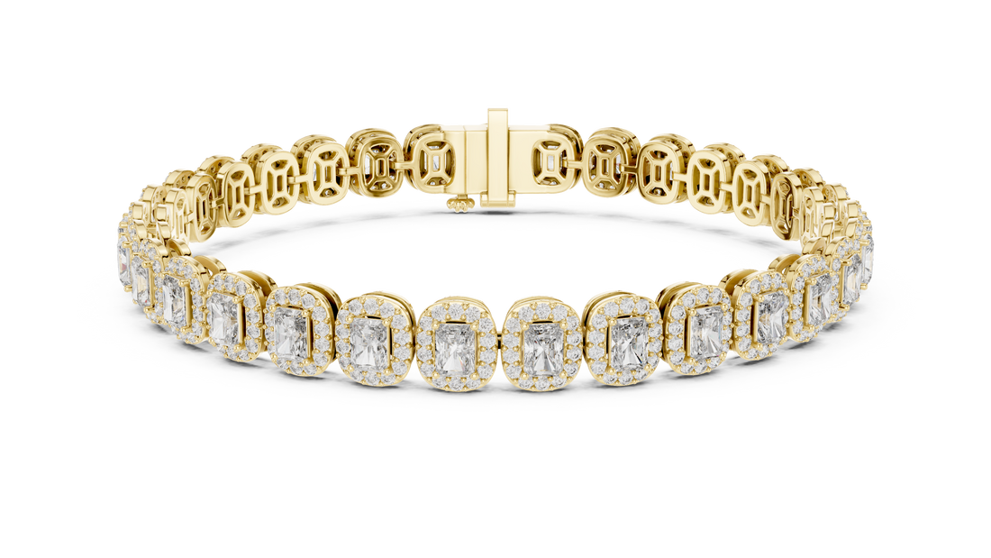15 Pointer Radiant Cut Diamond Halo Tennis Bracelet