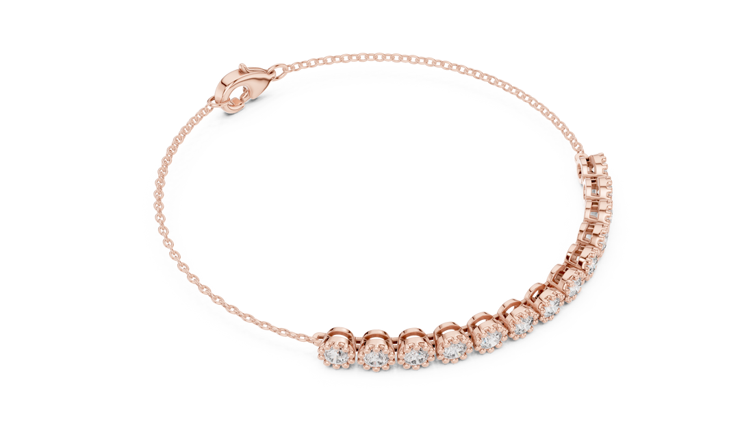 11 Pointer  Round Diamond Station Chain Bracelet