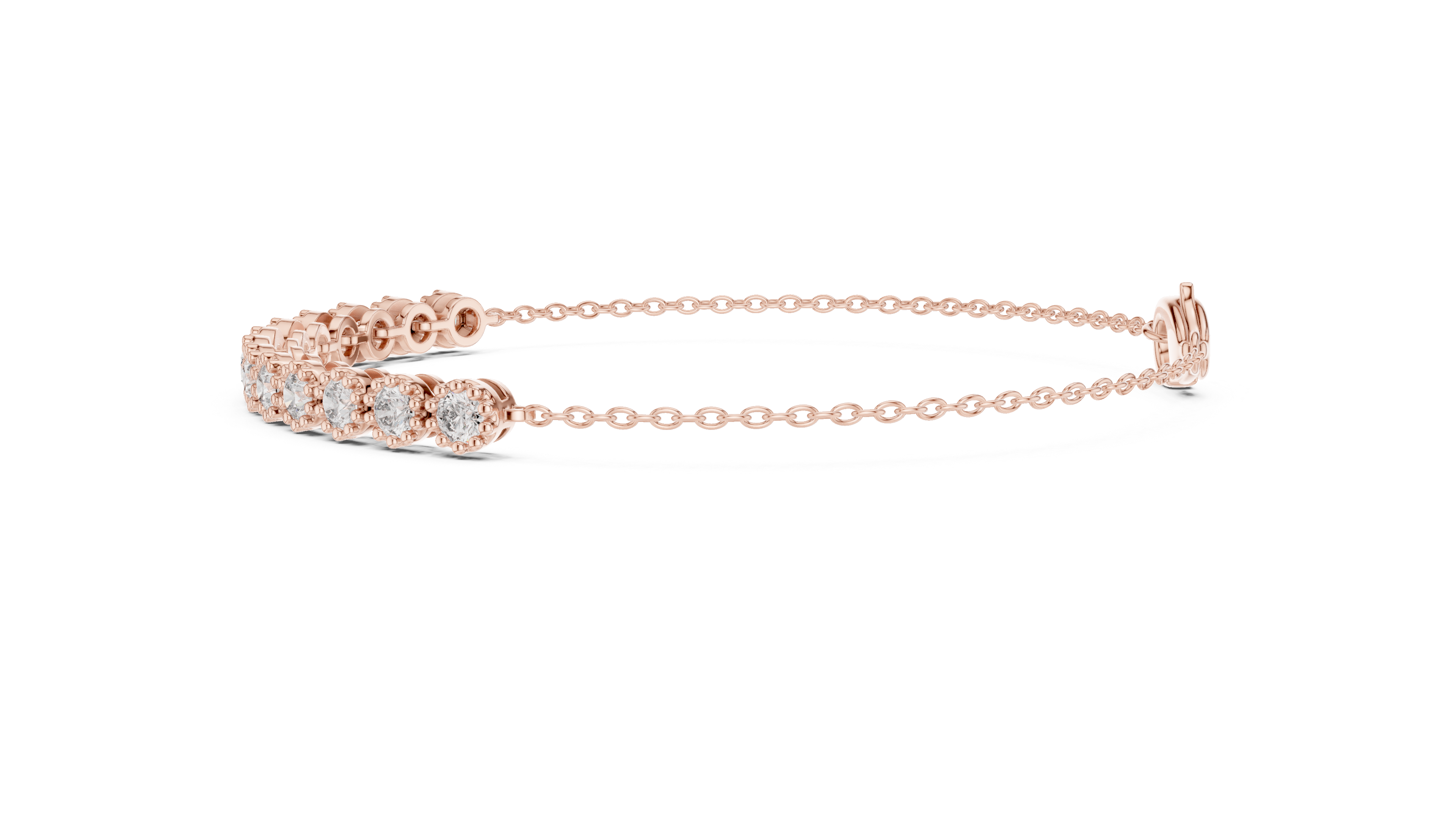 11 Pointer  Round Diamond Station Chain Bracelet